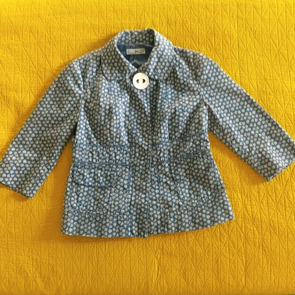 Vintage floral print snap button 3/4 sleeve jacket - Picture 2 of 5